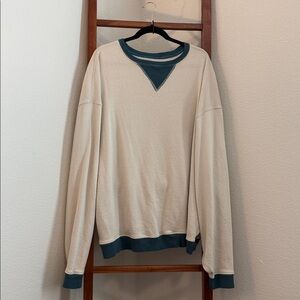 Free People We The Free Classic Crew Colorblock Sweatshirt In Tea Combo Size Med